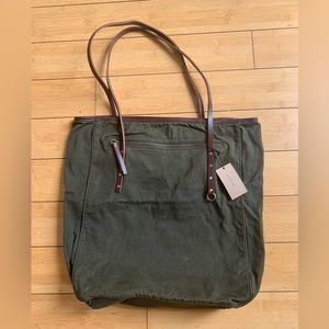 J. Crew Waxed Canvas Tote Bag, Market Tote, Weekend Tote, Utility Tote